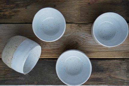 handgetöpferter weiß creme Keramik Mocca Espresso/Kaffee Becher